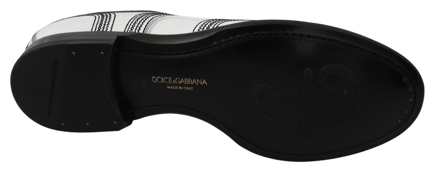 Dolce & Gabbana Elegant White Leather Derby Shoes