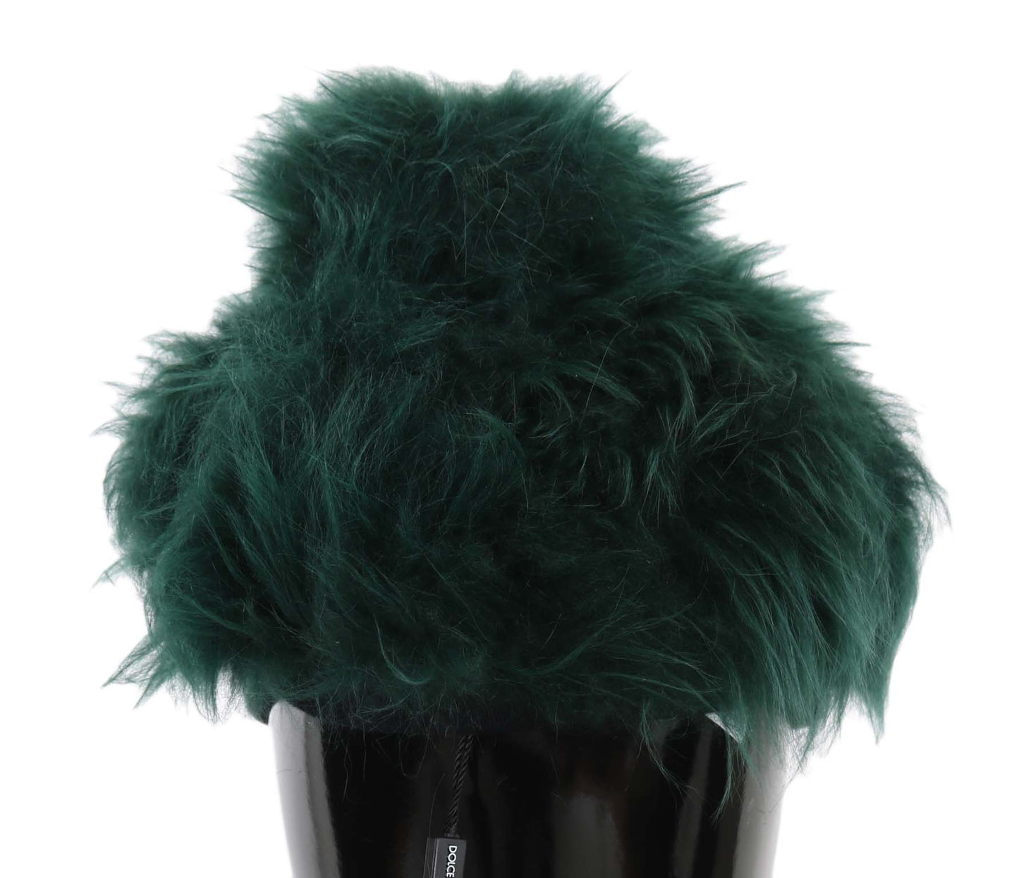 Dolce &Gabbana Green Fur DG Logo Geborduurde Cloche Hoed