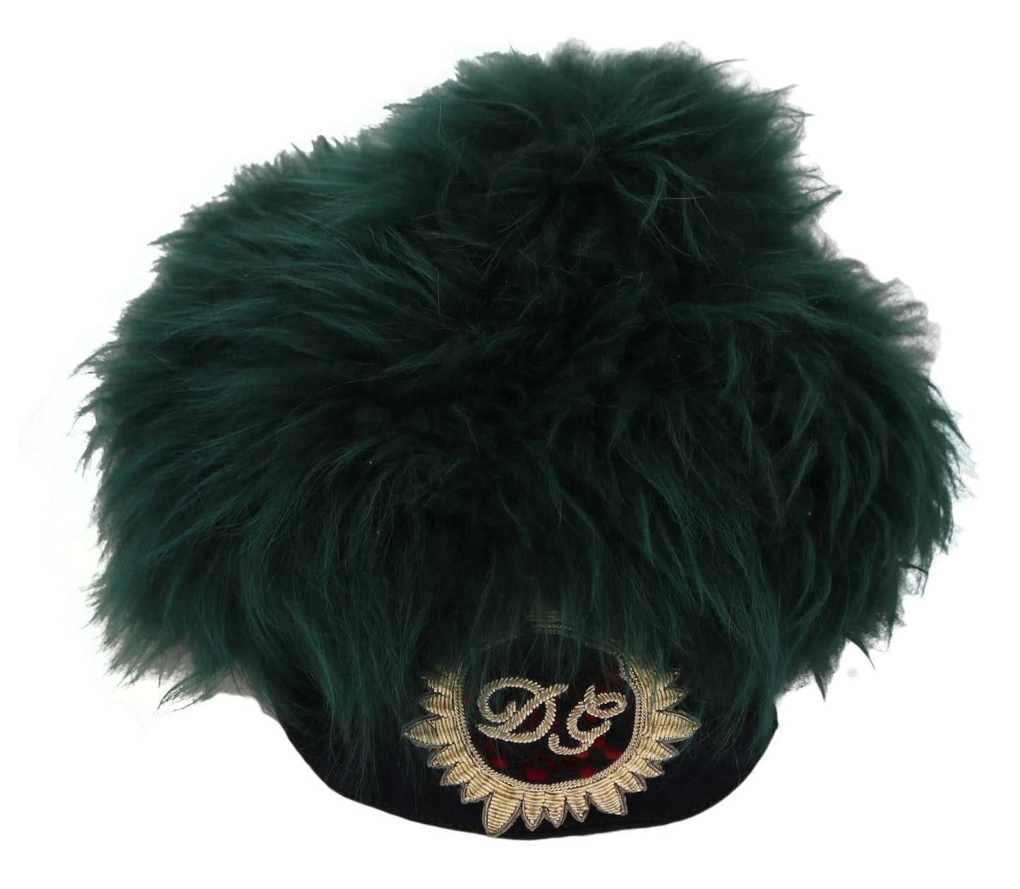 Dolce &Gabbana Green Fur DG Logo Geborduurde Cloche Hoed