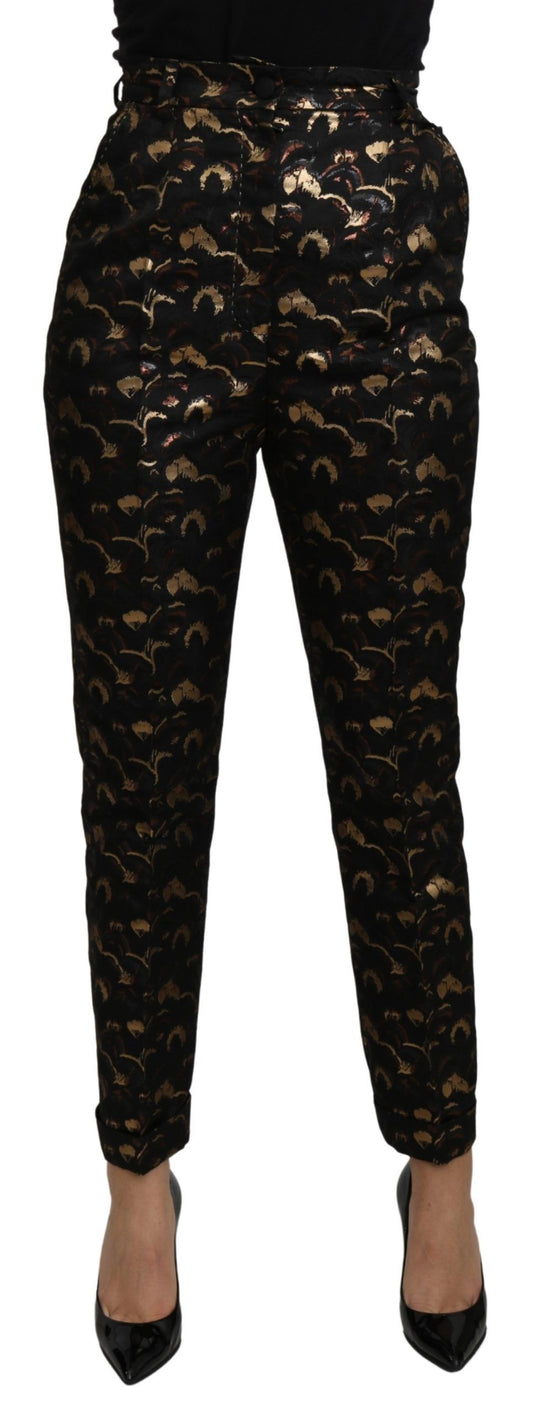 Dolce & Gabbana Elegant High Waist Tapered Brocade Pants