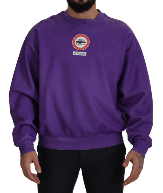 Dolce & Gabbana Elegant Purple Cotton Crewneck Sweater