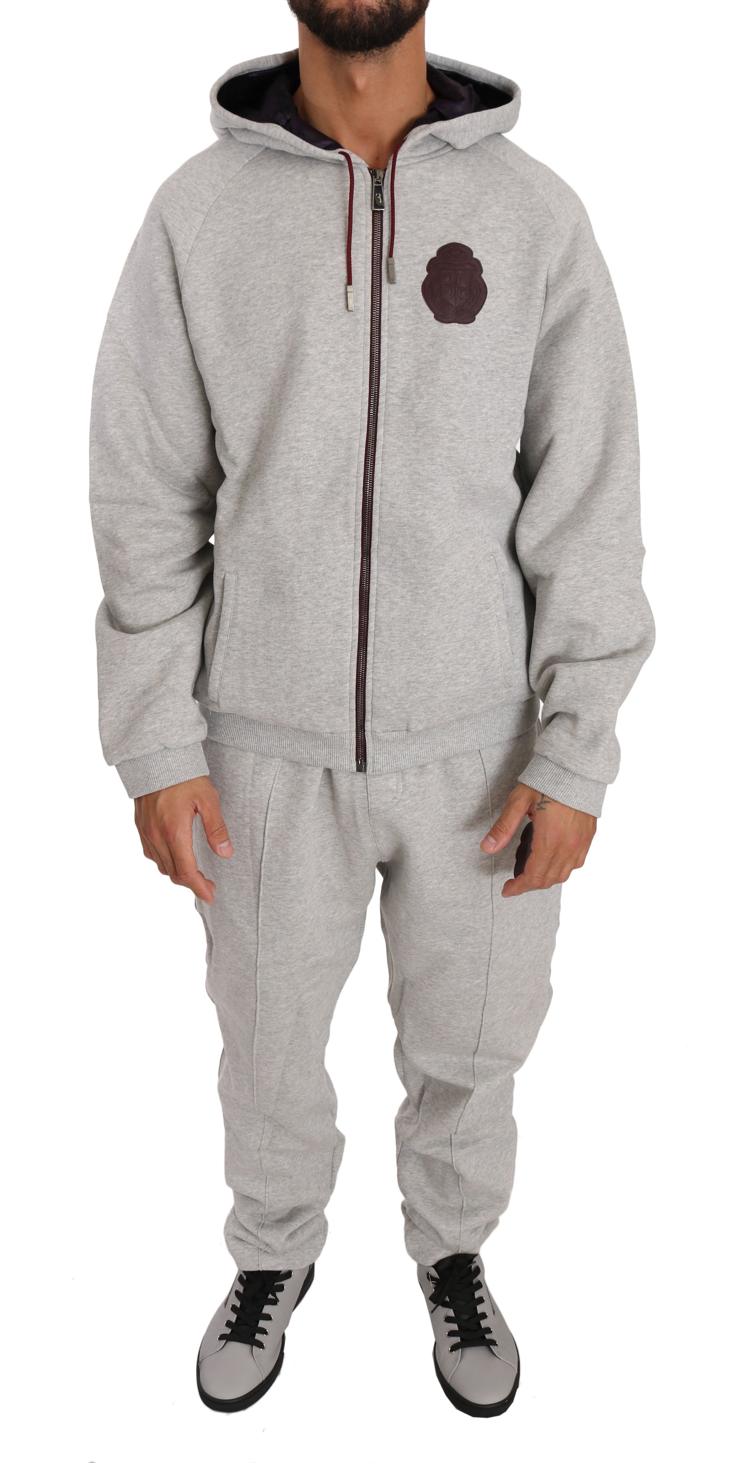 Billionaire Italian Couture Gray Cotton Sweater Pants Tracksuit