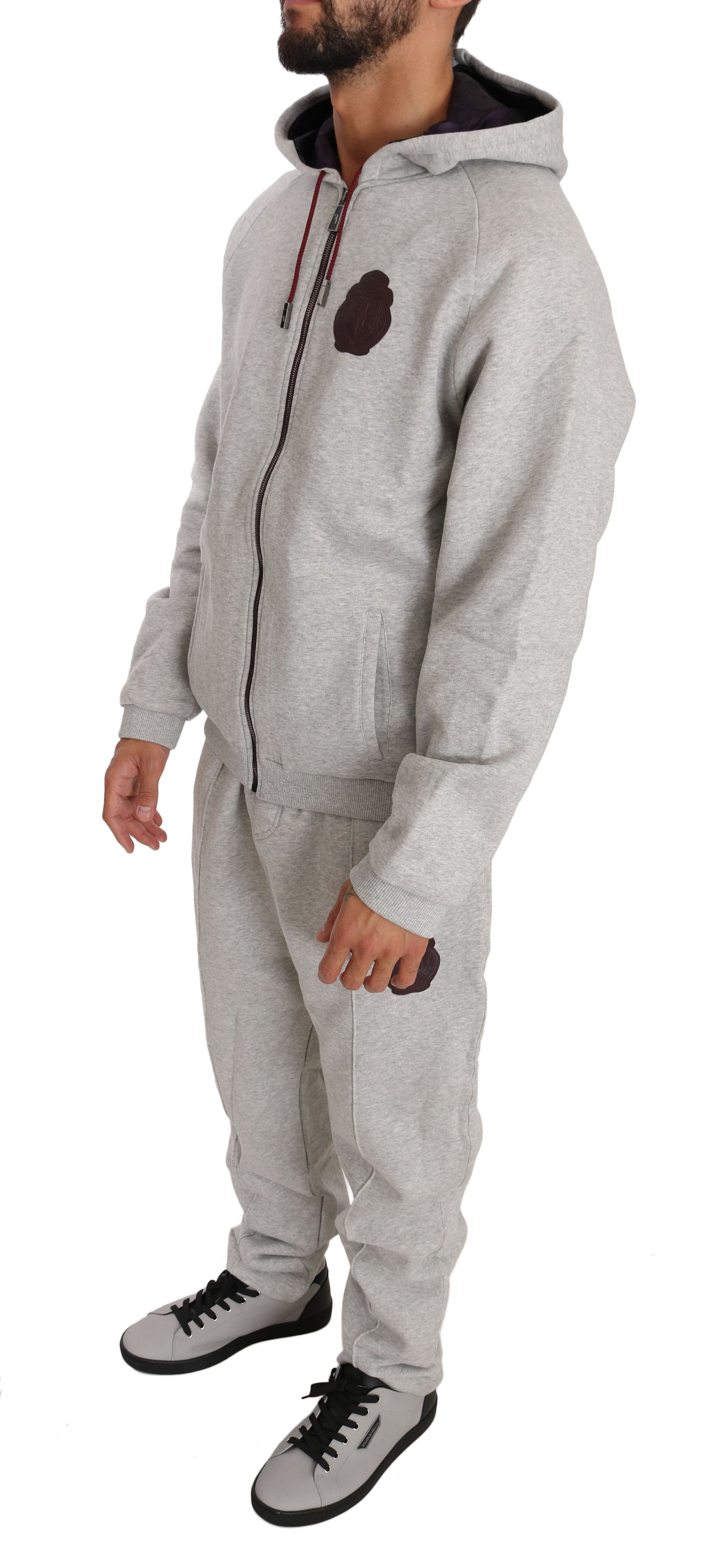 Billionaire Italian Couture Gray Cotton Sweater Pants Tracksuit