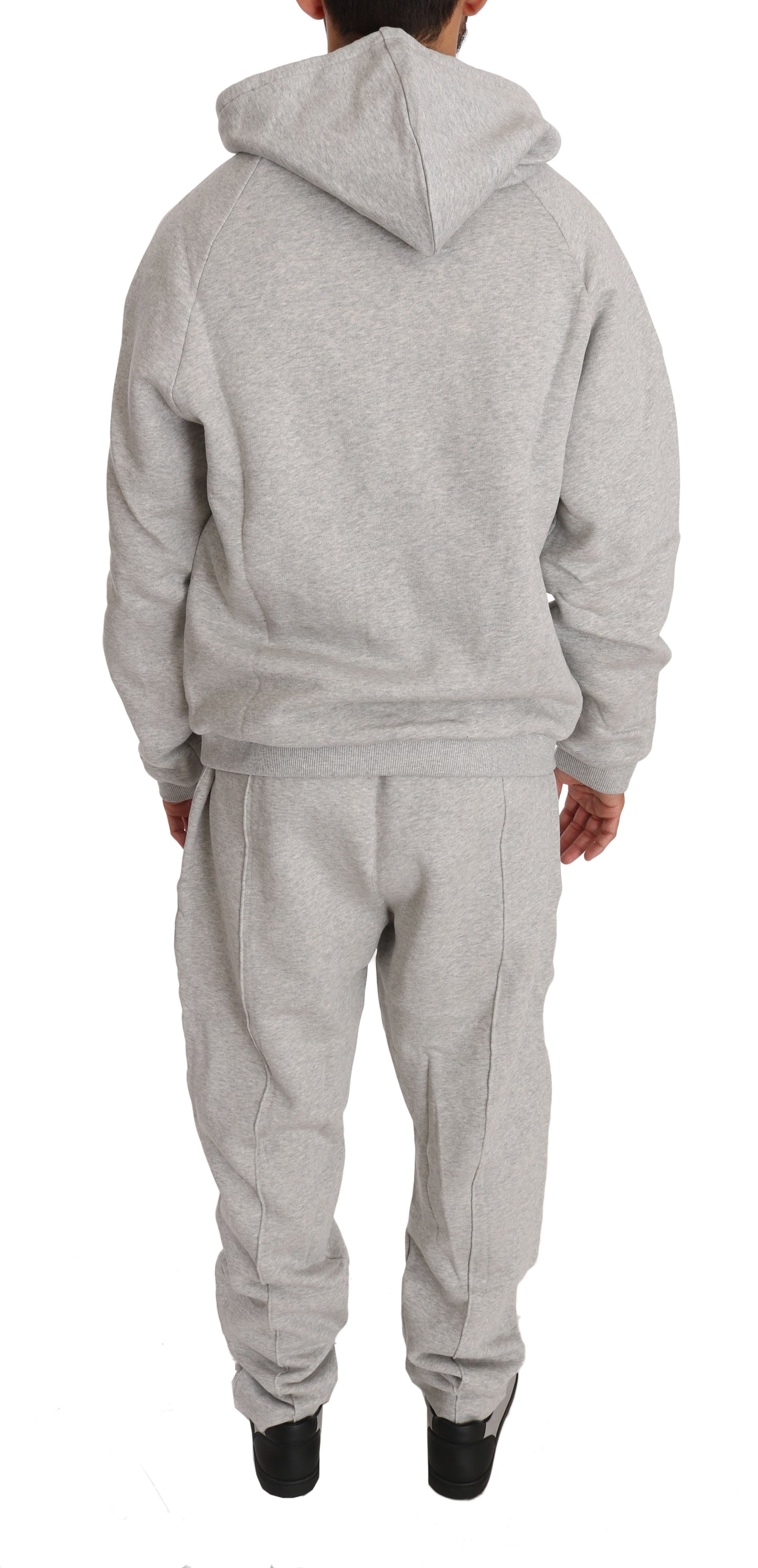 Billionaire Italian Couture Gray Cotton Sweater Pants Tracksuit