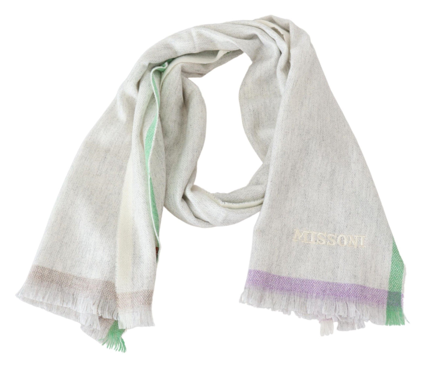 Missoni Multicolor Cashmere Line Pattern Scarf