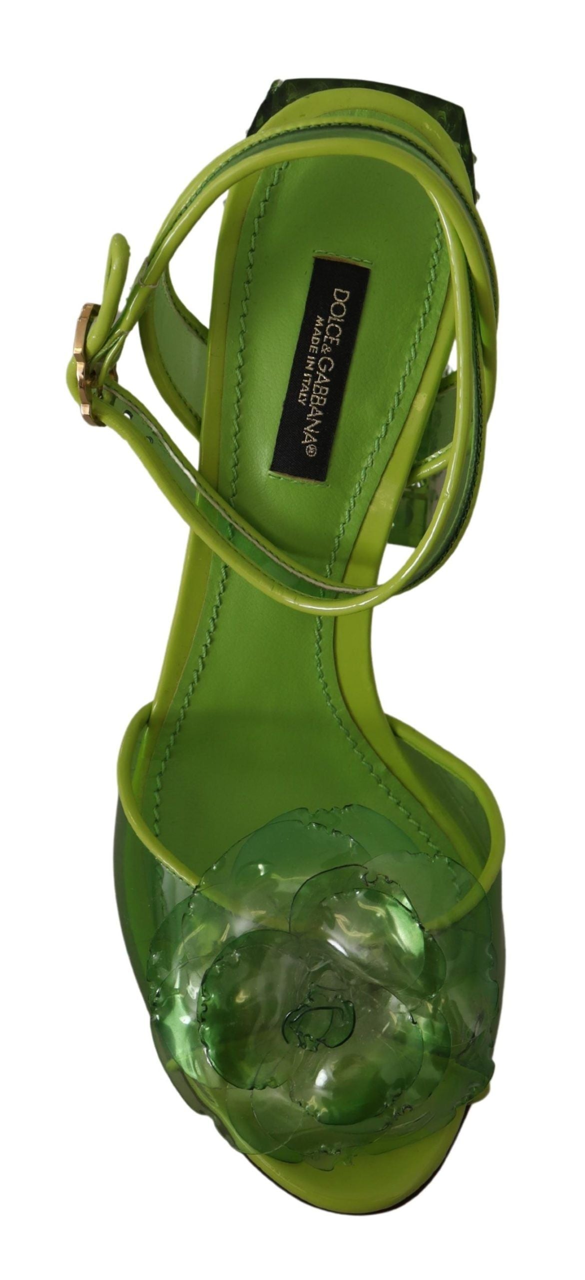 Dolce & Gabbana Enchanting Green Crystal Embellished Sandals