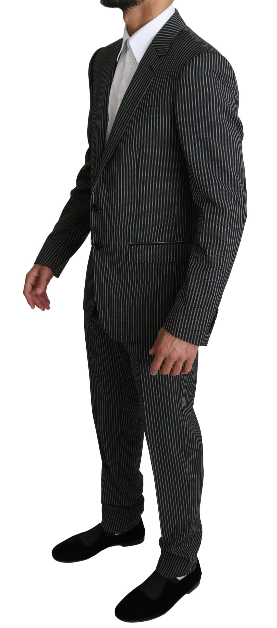 Dolce & Gabbana Elegant Striped Wool-Silk Two-Piece Suit