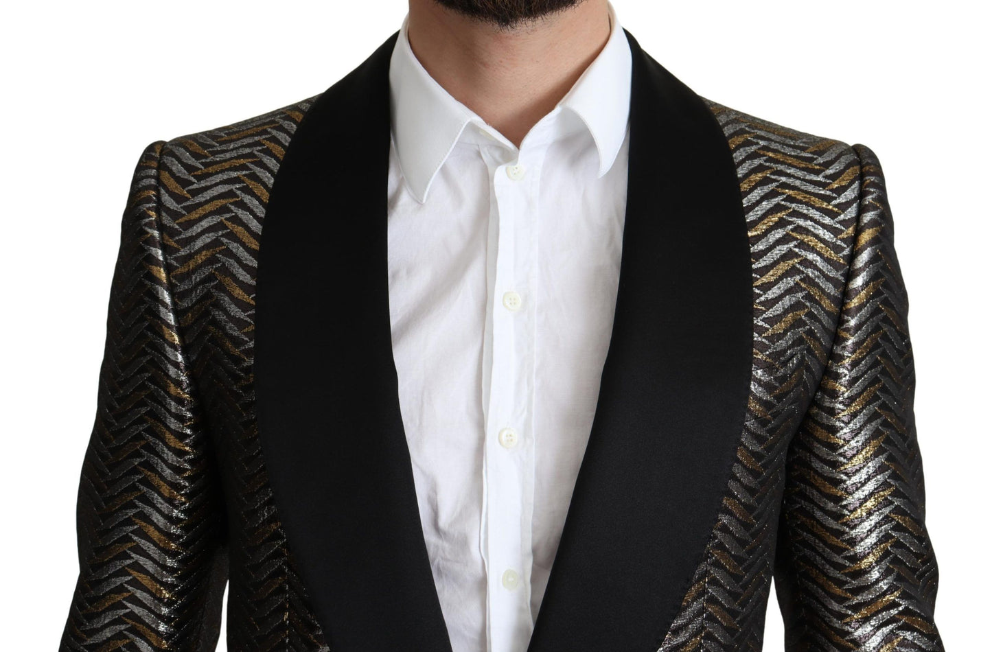 Dolce & Gabbana Multicolor Metallic Jacquard Polyester Blazer Jacket