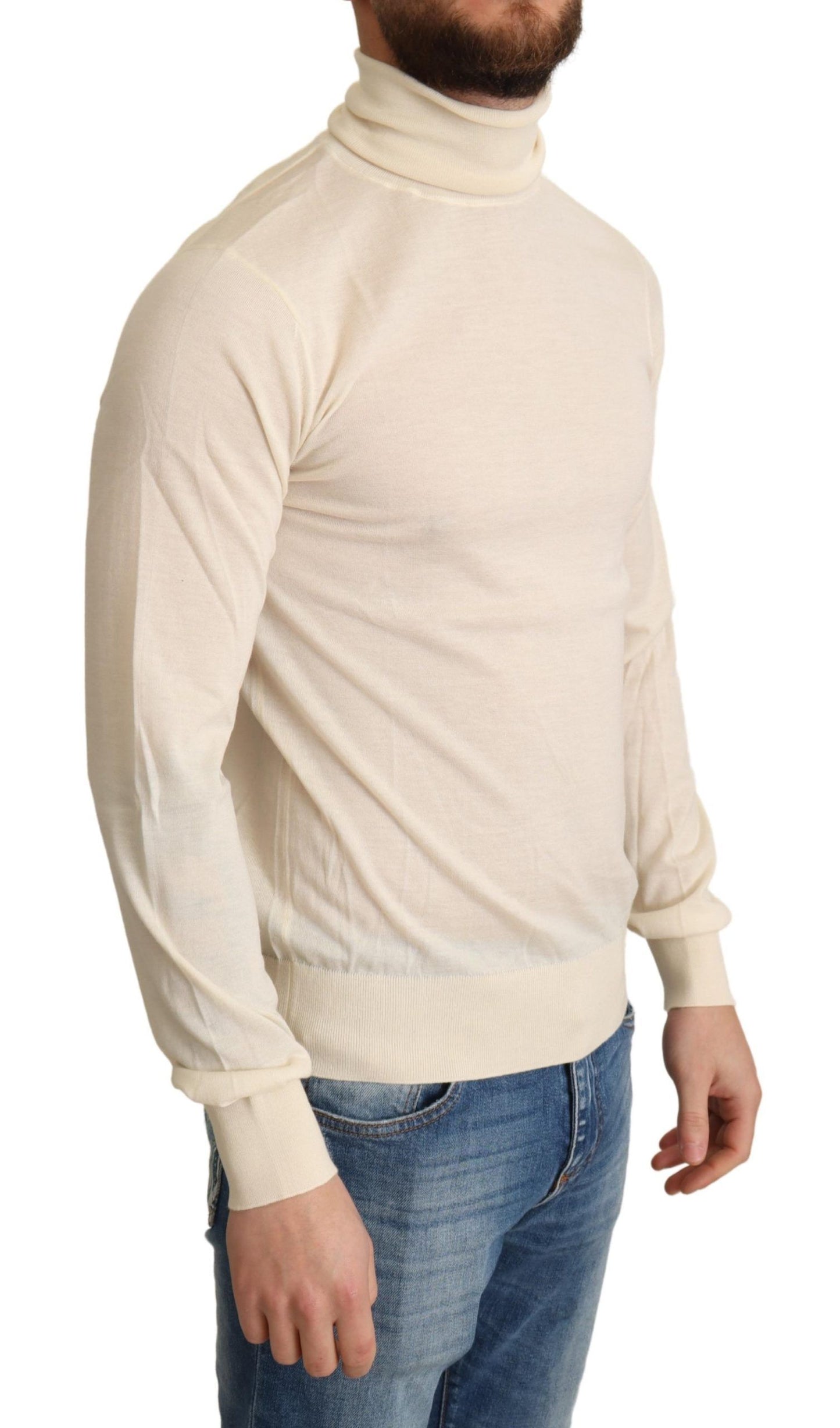 Dolce & Gabbana Cream Cashmere Turtleneck Pullover Sweater