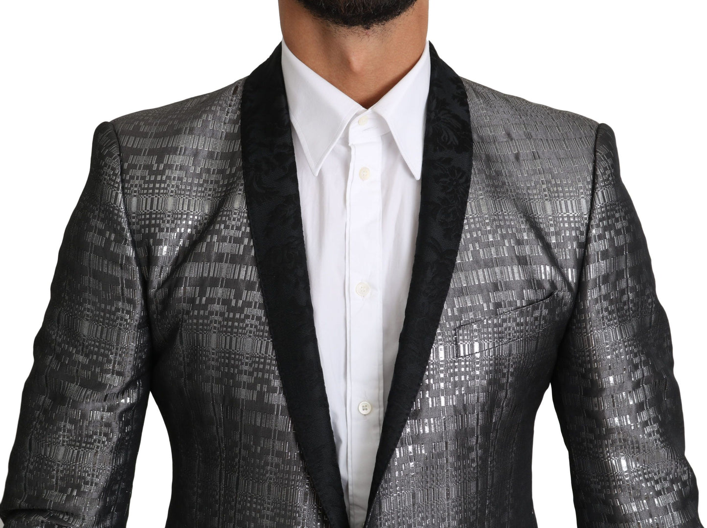 Dolce & Gabbana Elegant Silver Patterned Men's Suit