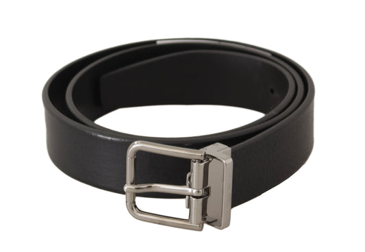 Dolce & Gabbana Elegant Black Leather Belt with Metal Buckle