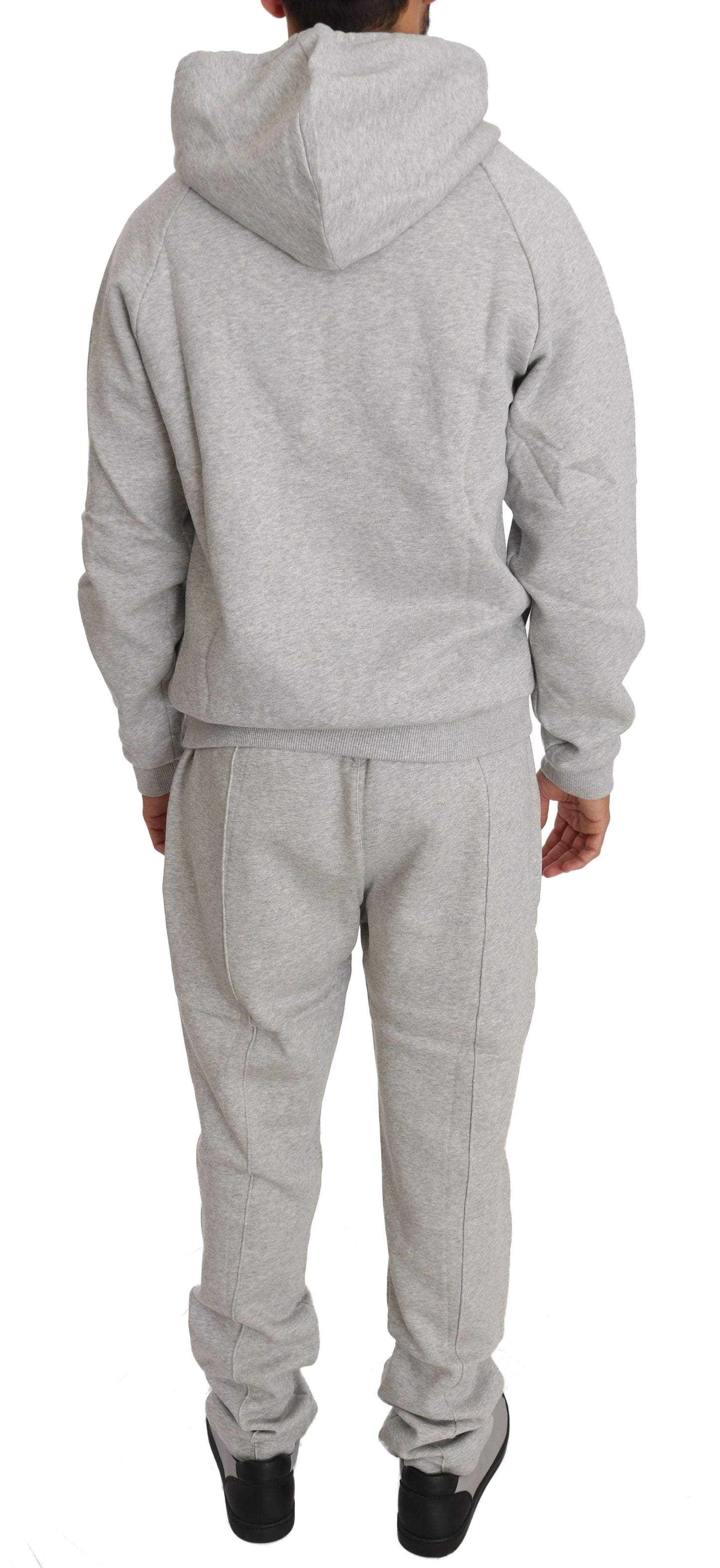 Billionaire Italian Couture Gray Cotton Sweater Pants Tracksuit