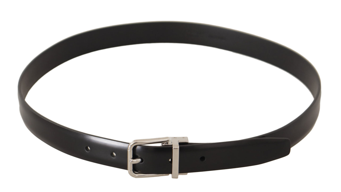 Dolce & Gabbana Elegant Black Leather Belt with Metal Buckle