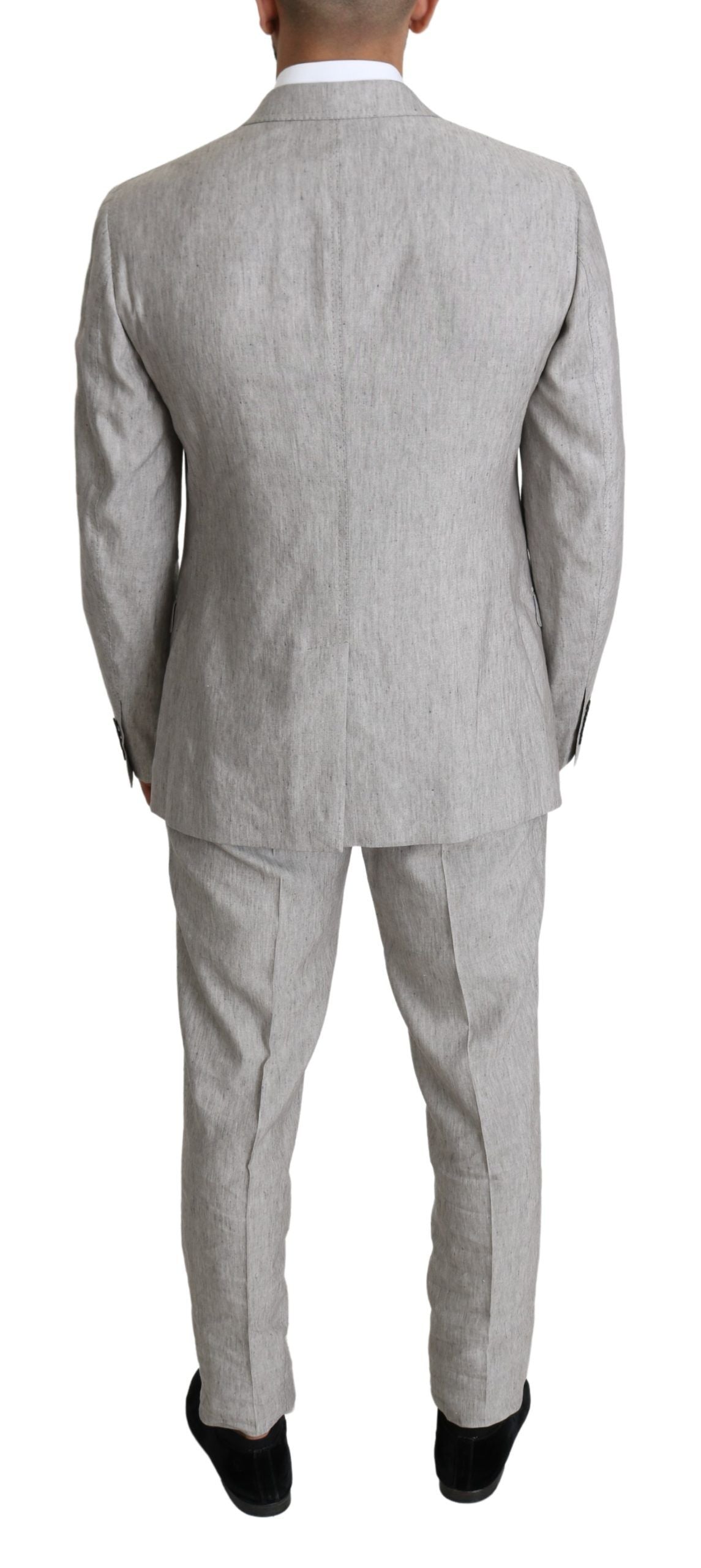 Dolce & Gabbana Elegant Slim Fit Gray Linen-Silk Suit