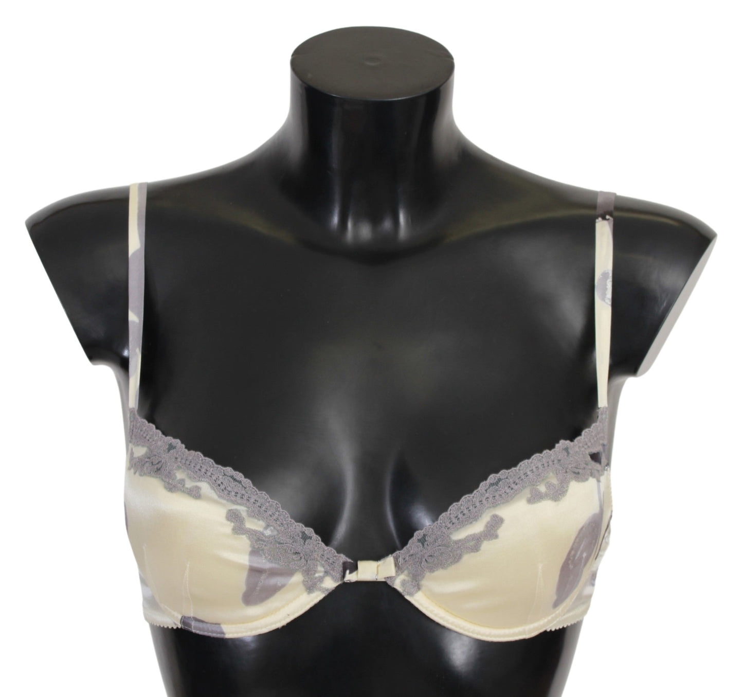 Ermanno Scervino Silk Blend Push-Up Bra in Beige and Gray