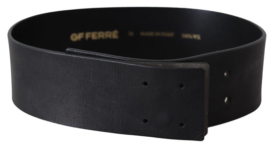 GF Ferre Elegant Solid Black Leather Belt