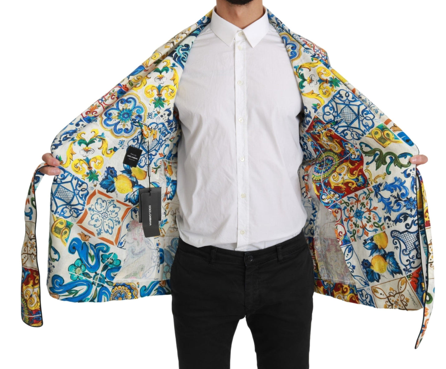 Dolce & Gabbana Multicolor Majolica Robe Jacket Coat