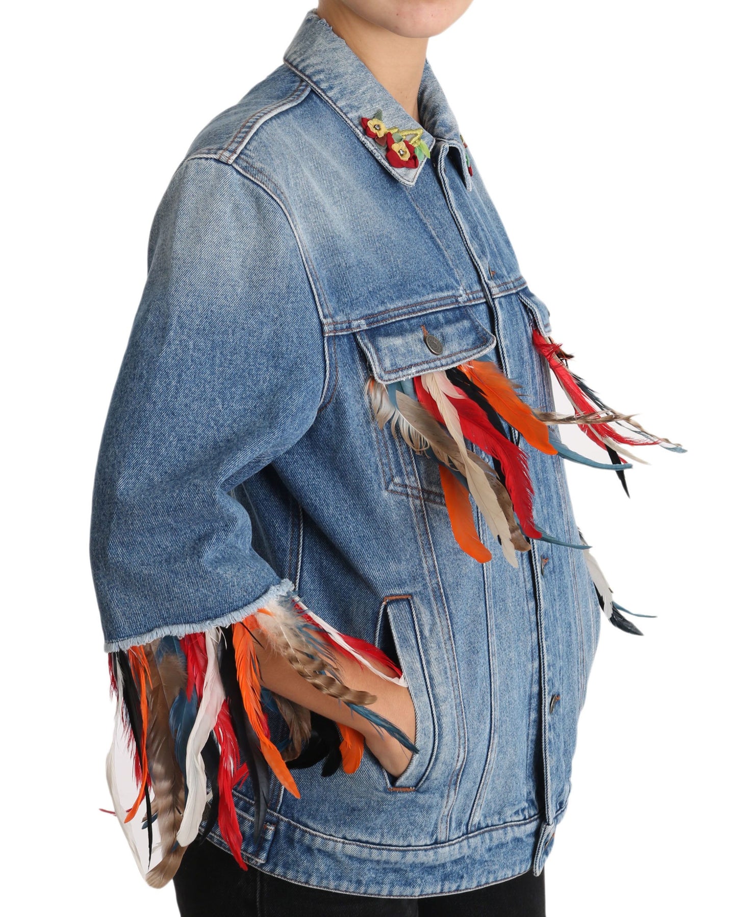 Dolce & Gabbana Floral Embroidered Denim Elegance Jacket