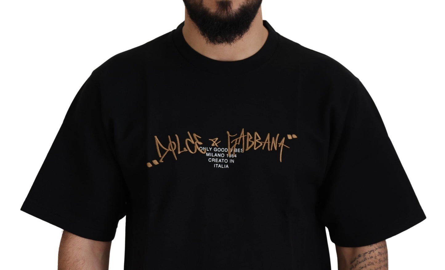 Dolce & Gabbana Black Logo Cotton Crewneck T-shirt