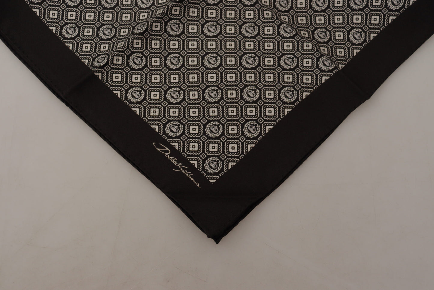 Dolce & Gabbana Black Patterned DG Logo Square Handkerchief Scarf