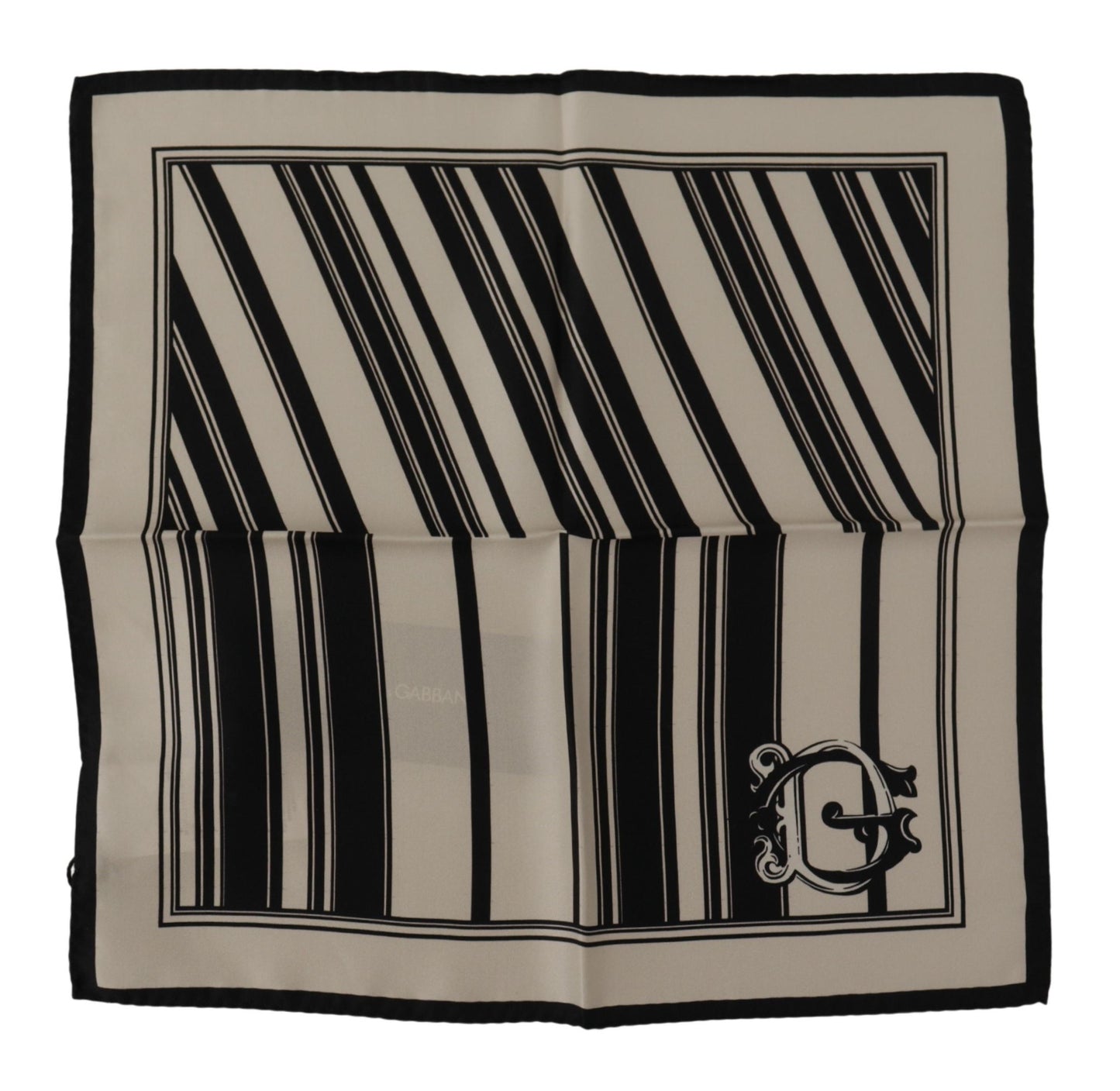 Dolce & Gabbana White Stripes DG Logo Square Handkerchief Scarf