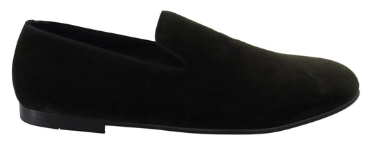 Dolce & Gabbana Green Velvet Slip On Mens Loafers Shoes