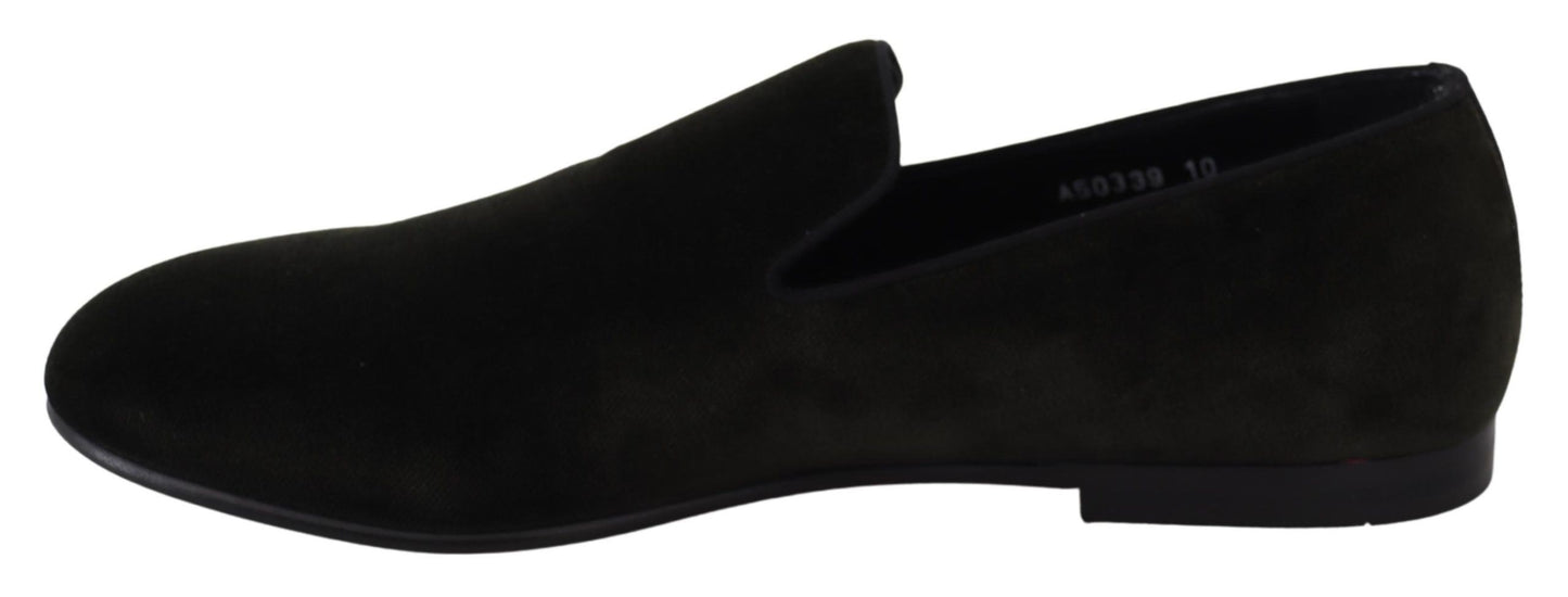 Dolce & Gabbana Green Velvet Slip On Mens Loafers Shoes