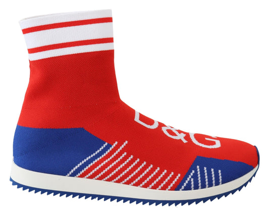 Dolce & Gabbana Blue Red Sorrento Logo Sneakers Socks Shoes