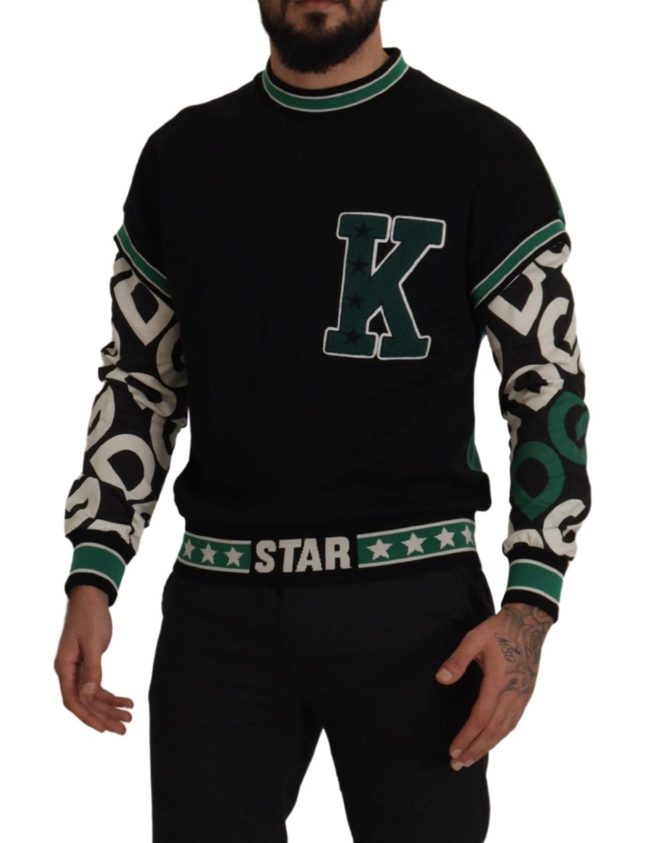 Dolce & Gabbana Regal Crewneck Pullover Sweater - Black & Green