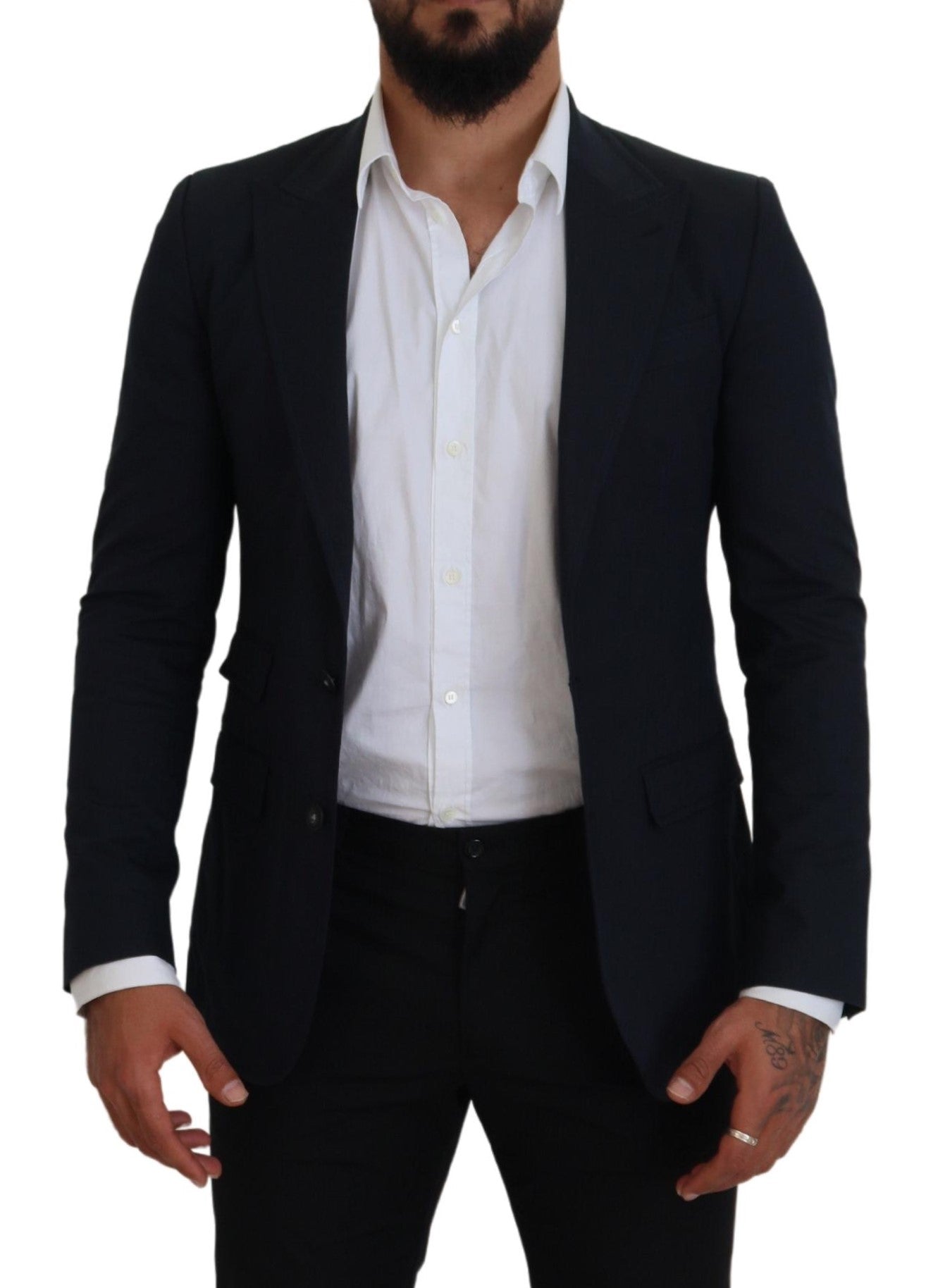 Dolce & Gabbana Blue Cotton Formal Taormina Blazer