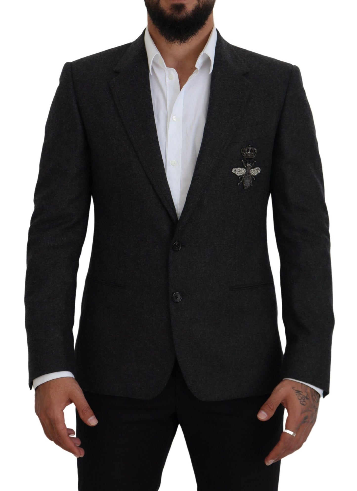 Dolce & Gabbana Elegant Gray Single Breasted Wool Blazer