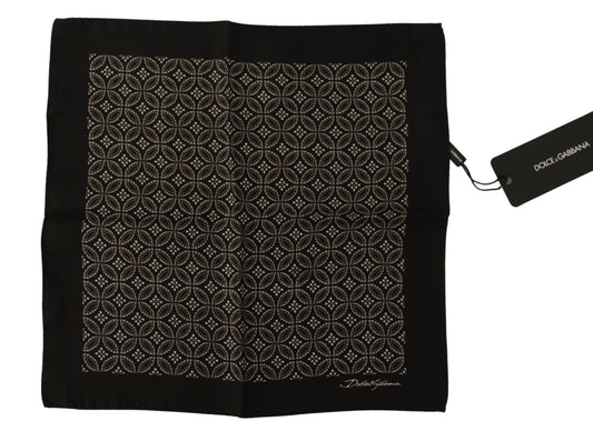 Dolce & Gabbana Black Patterned DG Printed Square Handkerchief Scarf