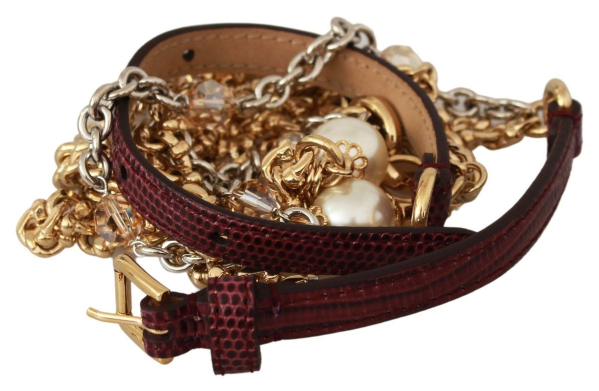 Dolce & Gabbana Crystal Studded Waist Belt in Purple