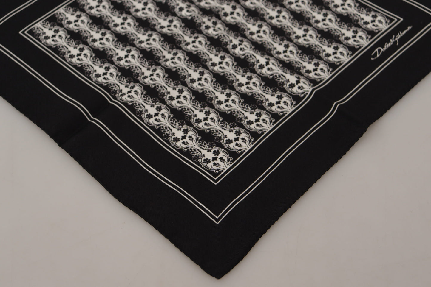 Dolce & Gabbana Black Printed Square Handkerchief Scarf