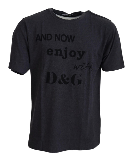 Dolce & Gabbana Gray Crewneck Cotton Short Sleeve  T-shirt