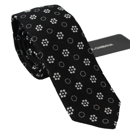 Dolce &Gabbana Zwart 100% Zijde Bloemen print Classic Tie