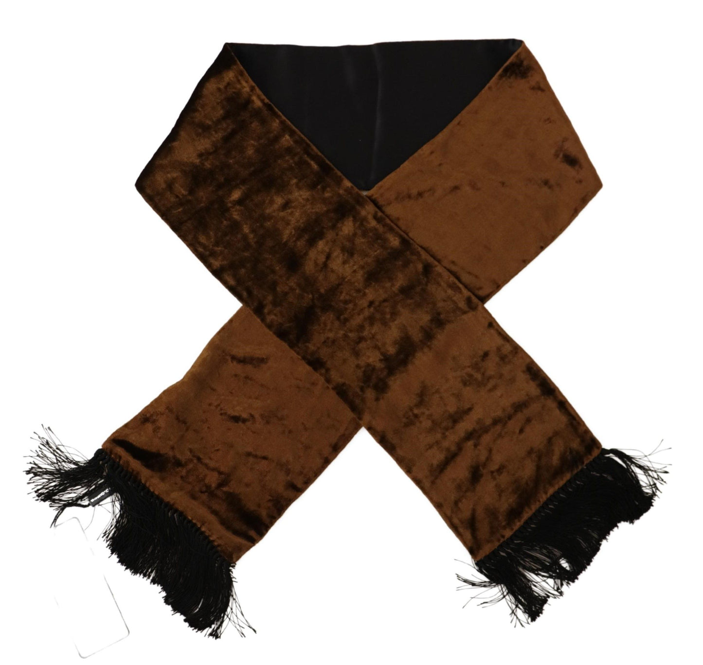 Dolce & Gabbana Brown Shawl Velvet Neck Wrap Fringe Viscose Scarf