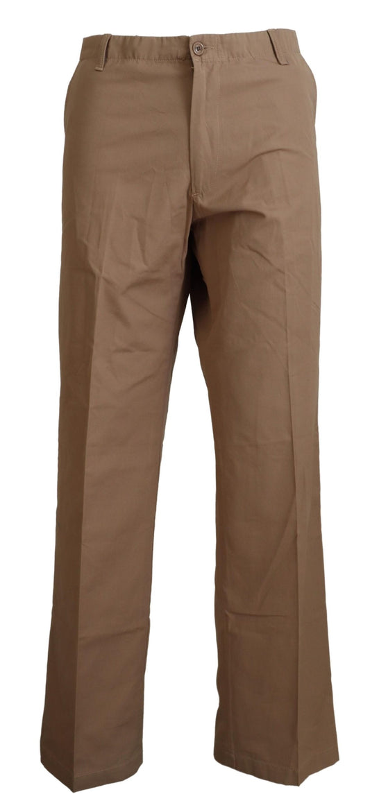 GF Ferre Brown Cotton Straight Fit Chinos Men Pants