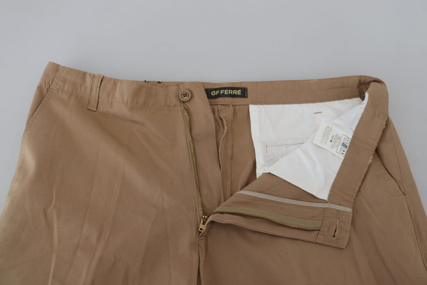 GF Ferre Brown Cotton Straight Fit Chinos Men Pants