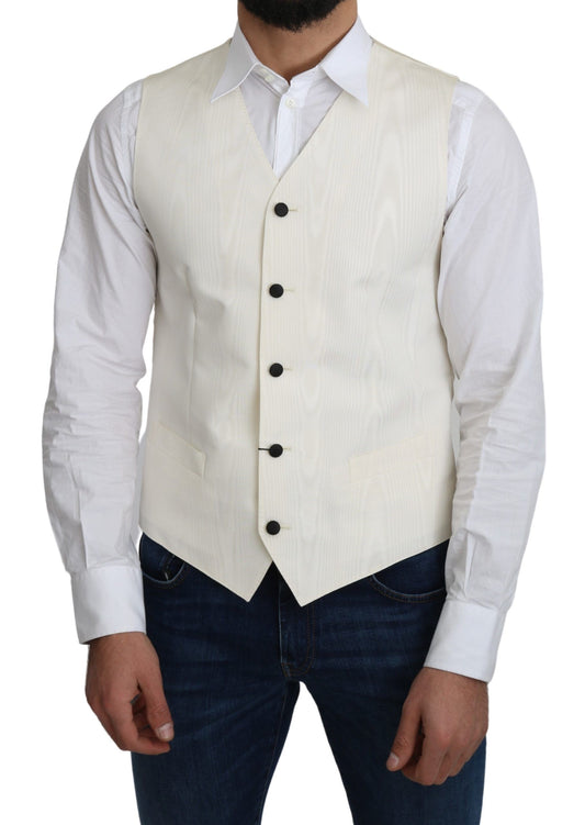 Dolce & Gabbana Elegant Off-White Silk Formal Vest