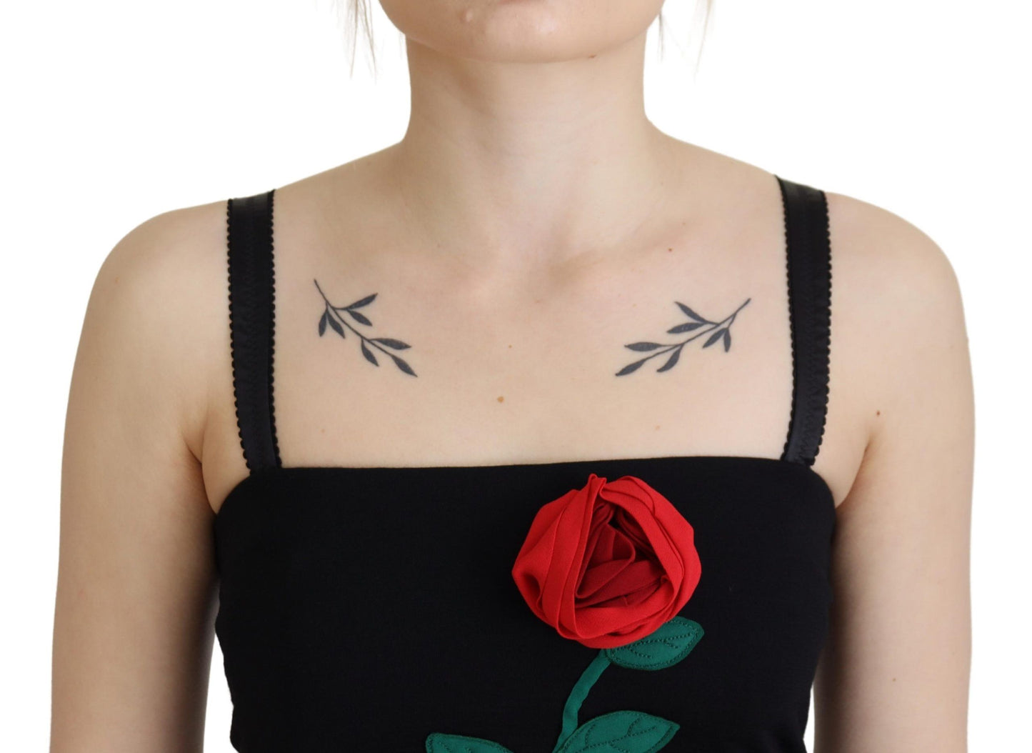 Dolce & Gabbana Black Sheath Bodycon Stretch Roses Dress