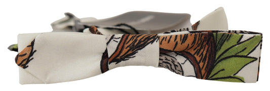 Dolce & Gabbana Elegant White Silk Patterned Bow Tie