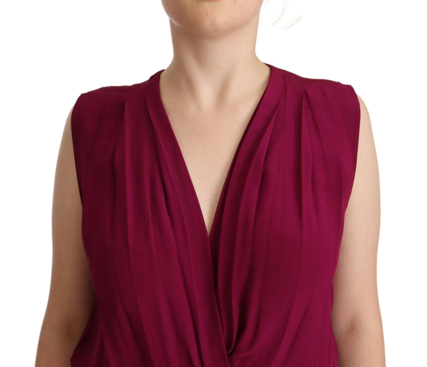 PINKO Purple Deep Neckline Sleeveless Bodysuit Top