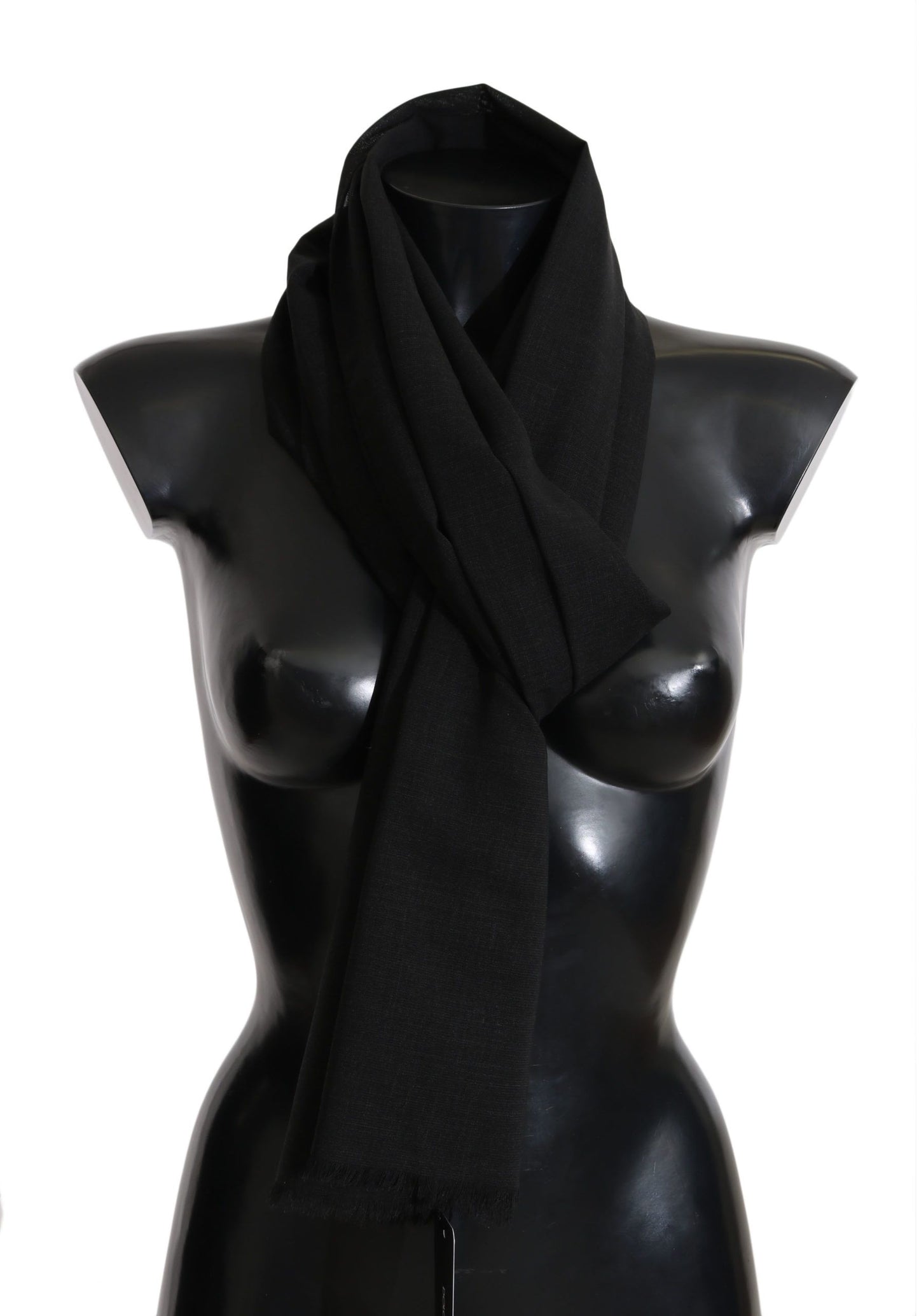 Dolce &Gabbana Solid Black Wool Blend Shawl Wrap 70cm X 200cm Sjaal