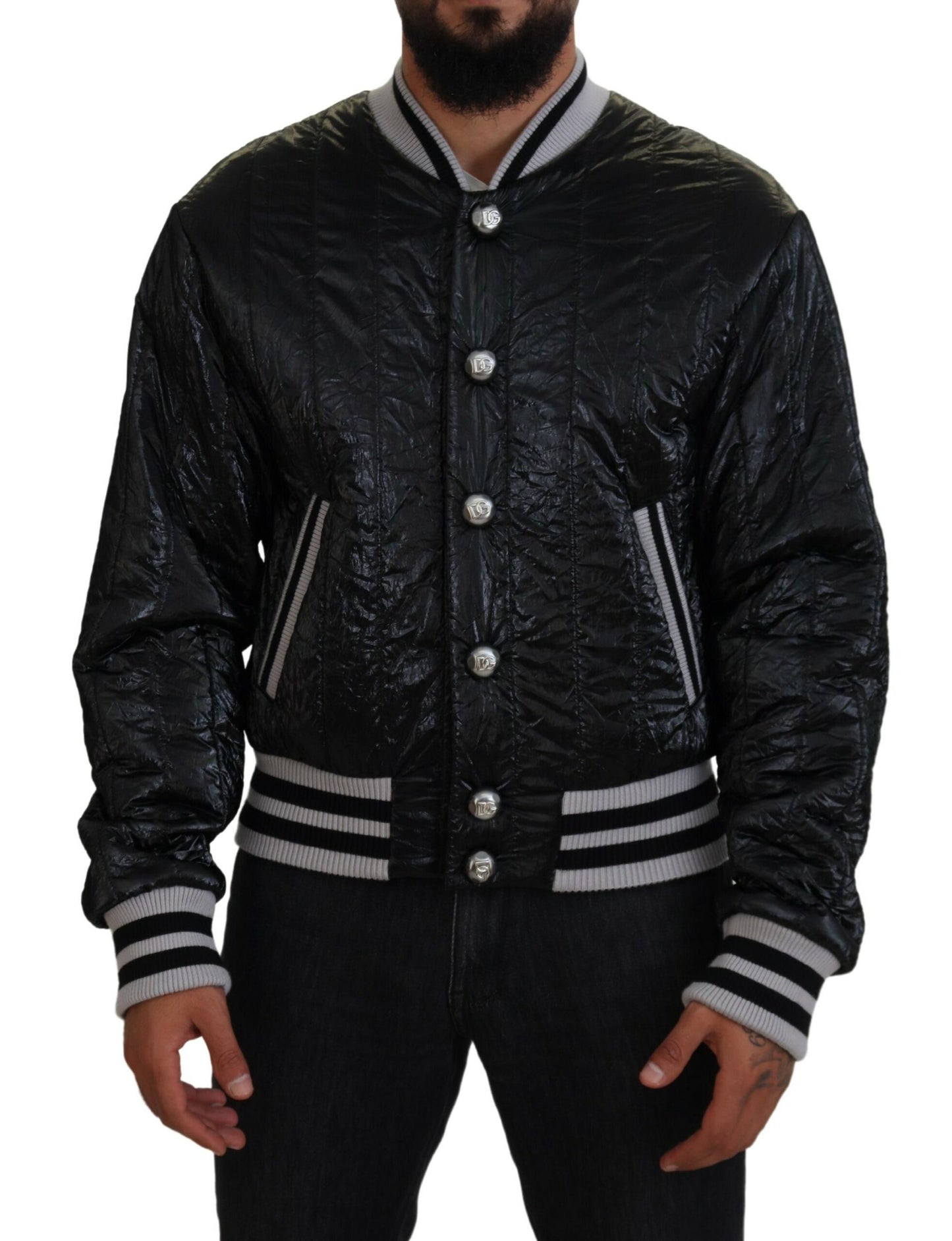 Dolce & Gabbana Sleek Black Bomber Jacket