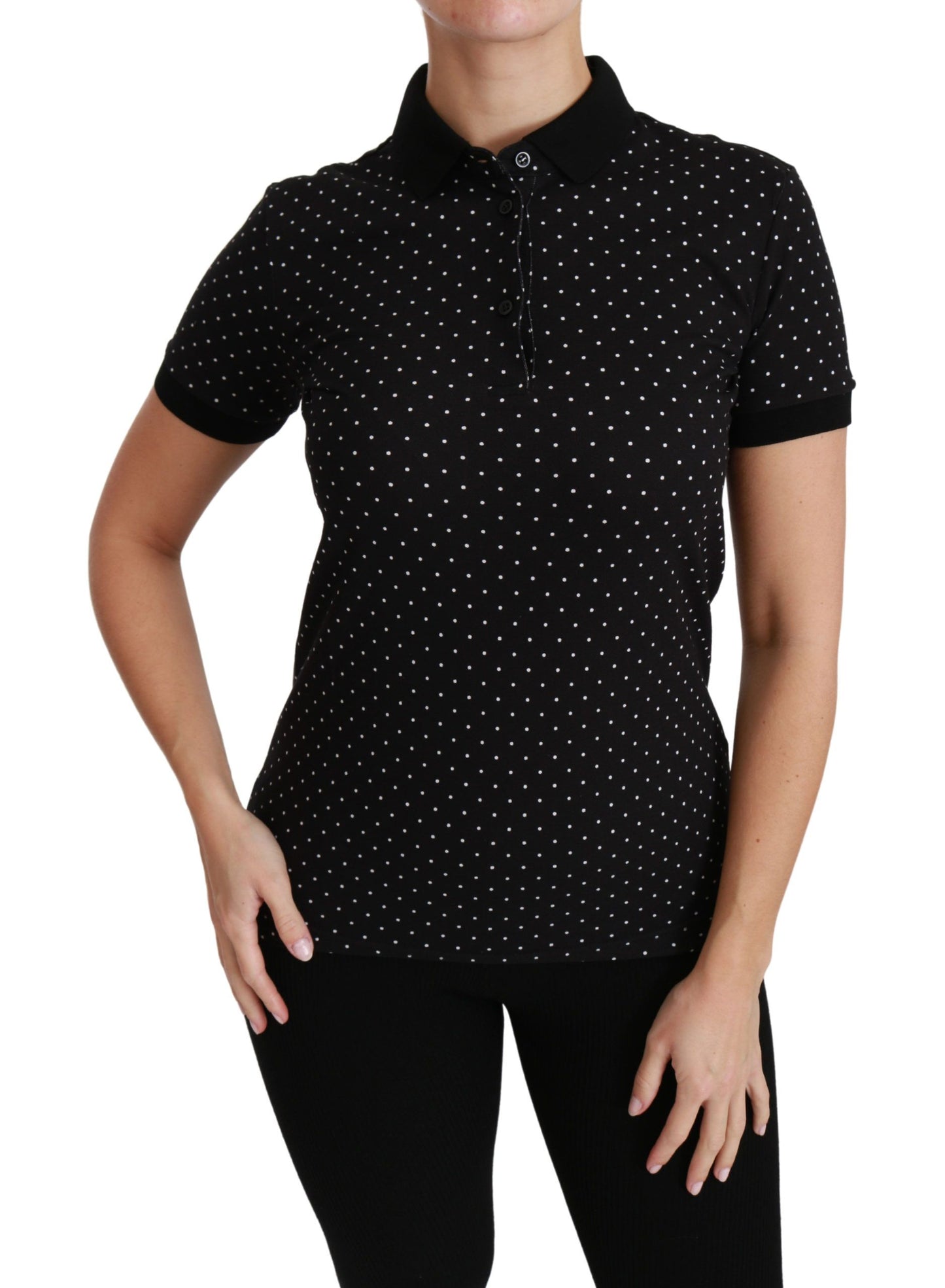 Dolce & Gabbana Elegant Black Dotted Polo Shirt