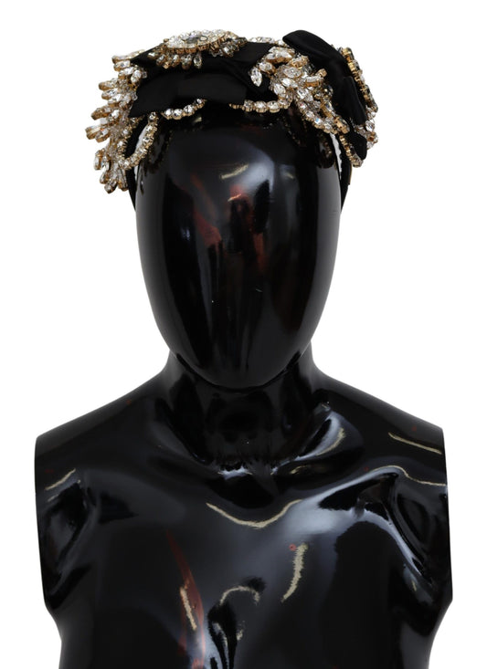 Dolce & Gabbana Elegant Silk Crystal Diadem - Gold & Black