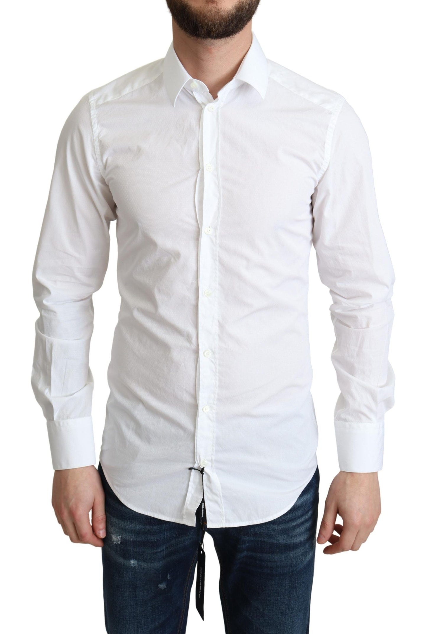 Dolce & Gabbana White Cotton Long Sleeves Men Formal Shirt