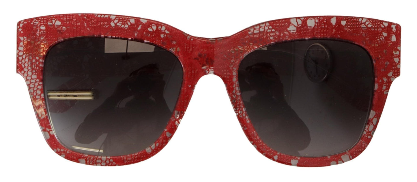 Dolce & Gabbana Elegant Lace-Infused Red Sunglasses