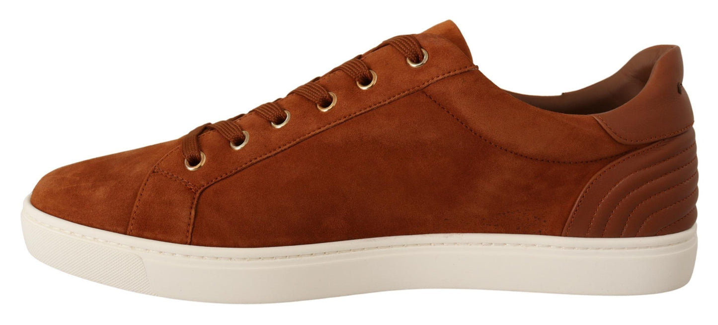 Dolce & Gabbana Light Brown Suede Leather Low Tops Sneakers